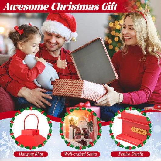 61 Inch Christmas Musical Street Lamp Post With Detachable Snow Globe Lantern-Red - Image 8