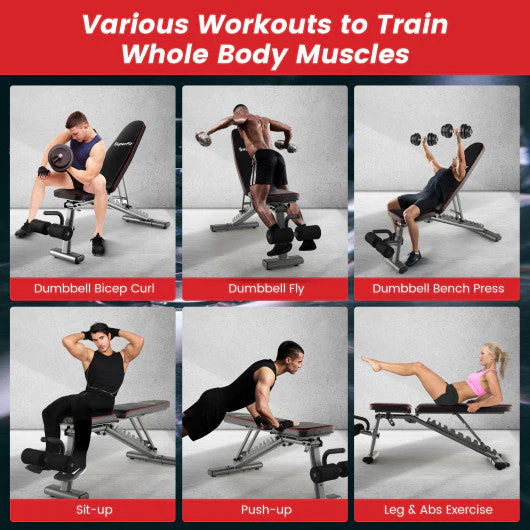660 LBS Strength Training Bench With 10 Back and 3 Seat for Full Body Workout-Black - Image 7