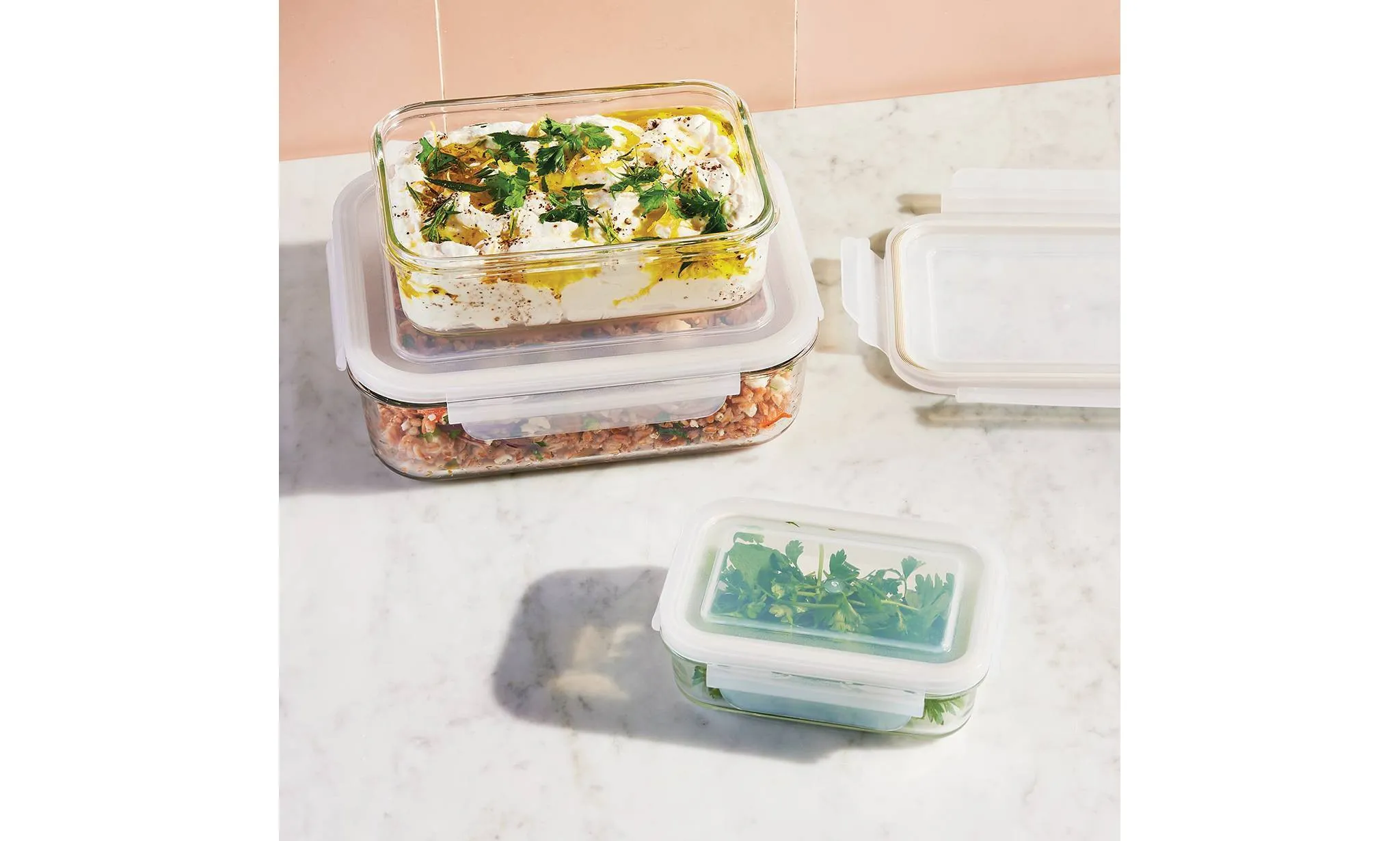 6pc (Set of 3) Glass Food Storage Container Set Clear - Image 2