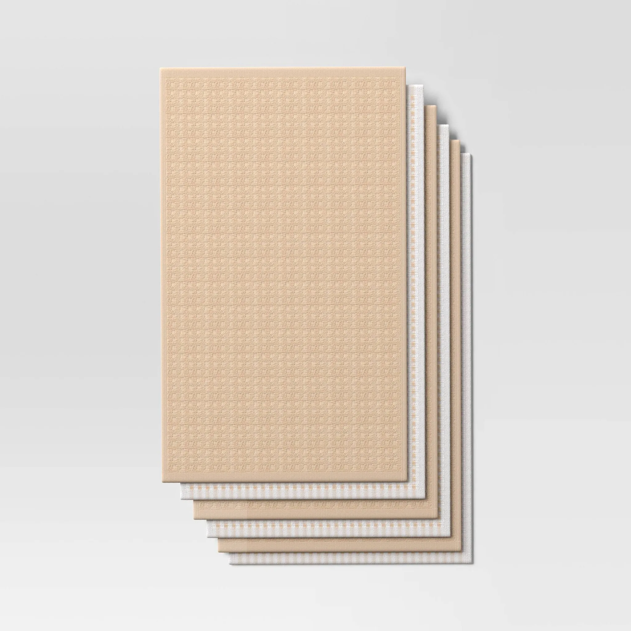 6pc Terry Kitchen Towels - Tan