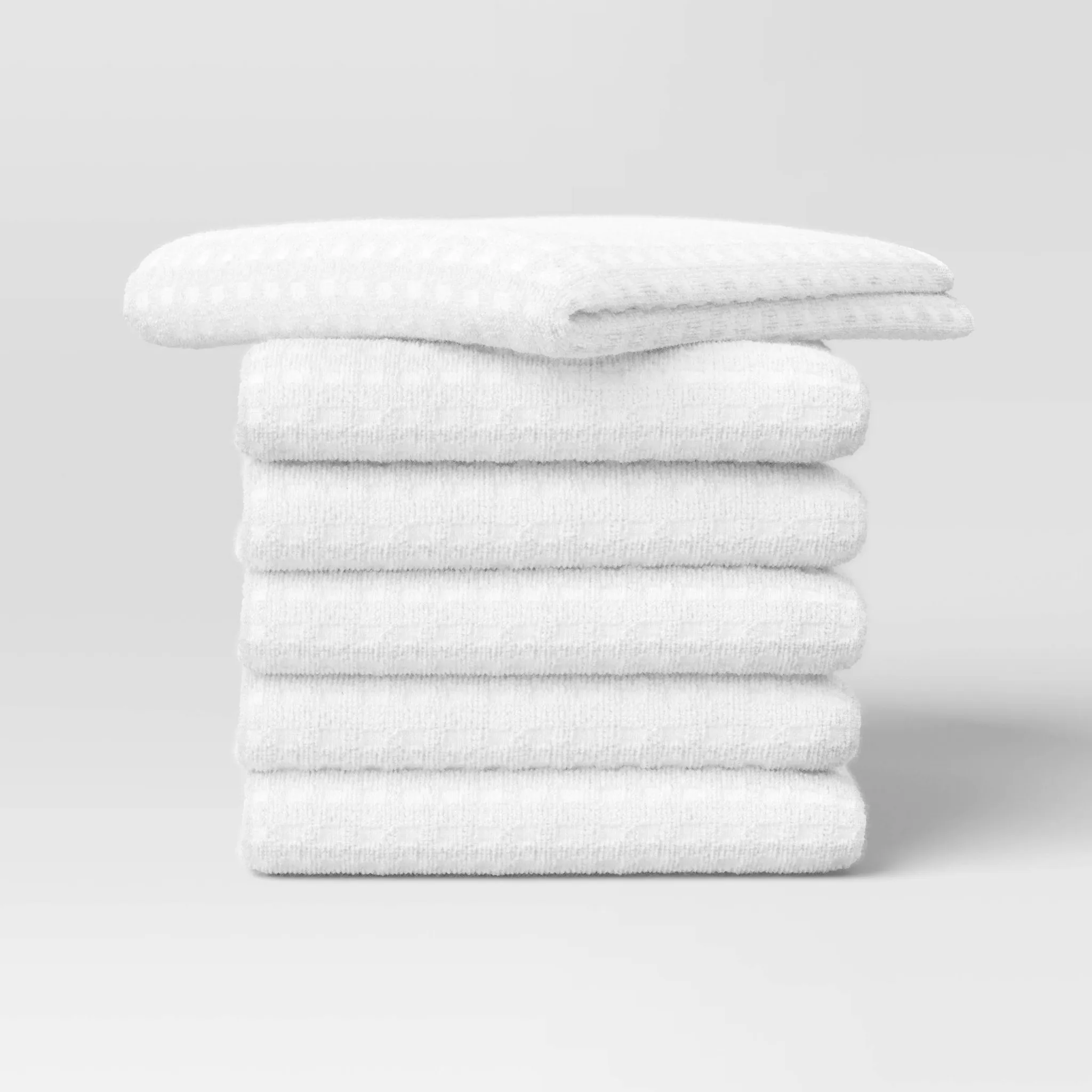 6pc Terry Kitchen Towels White - ™: Cotton Gingham Check, Dish & Cleaning Towels, OEKO-TEX Certified