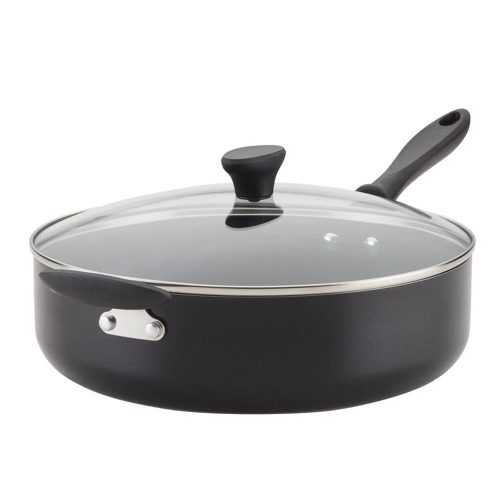 6qt Covered Saute Pan with Helper Handle - Black