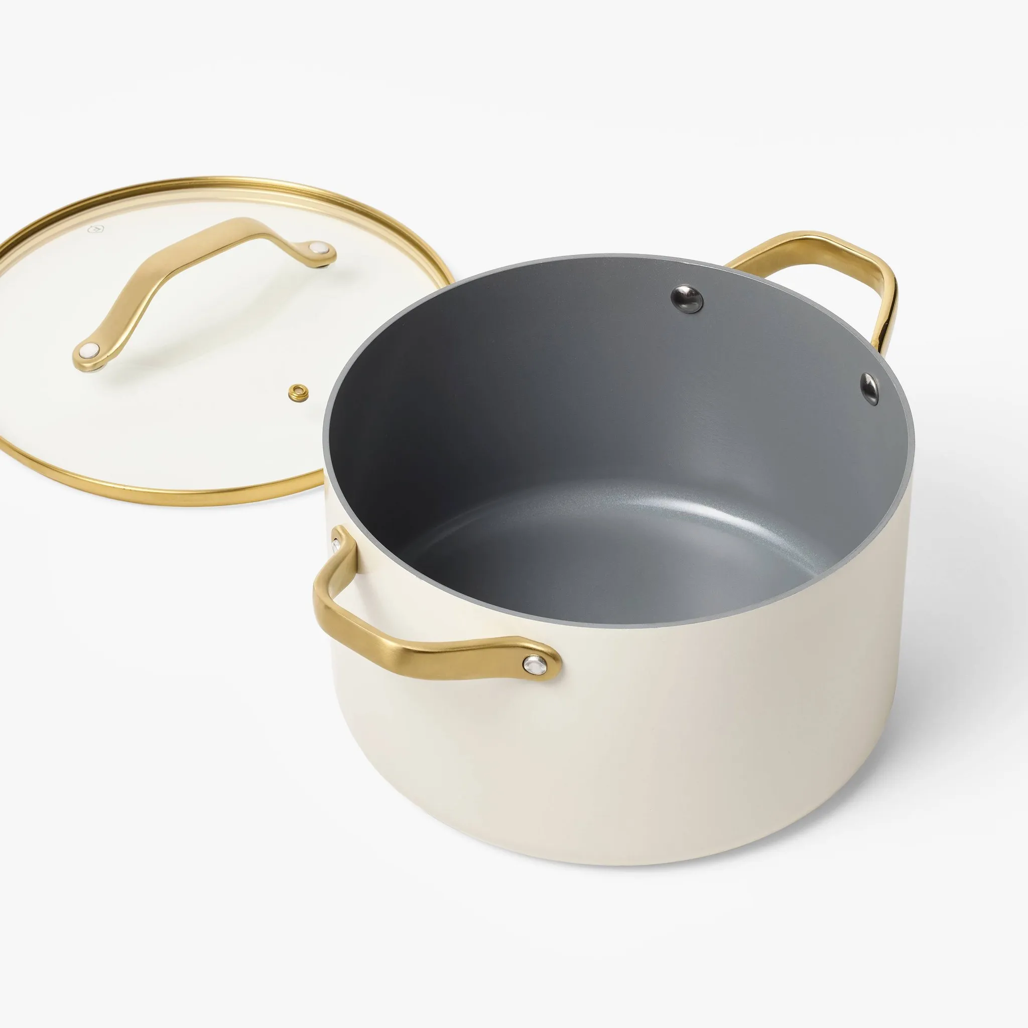 6qt Nonstick Ceramic-Coated Aluminum Stock Pot - Cream - Image 2