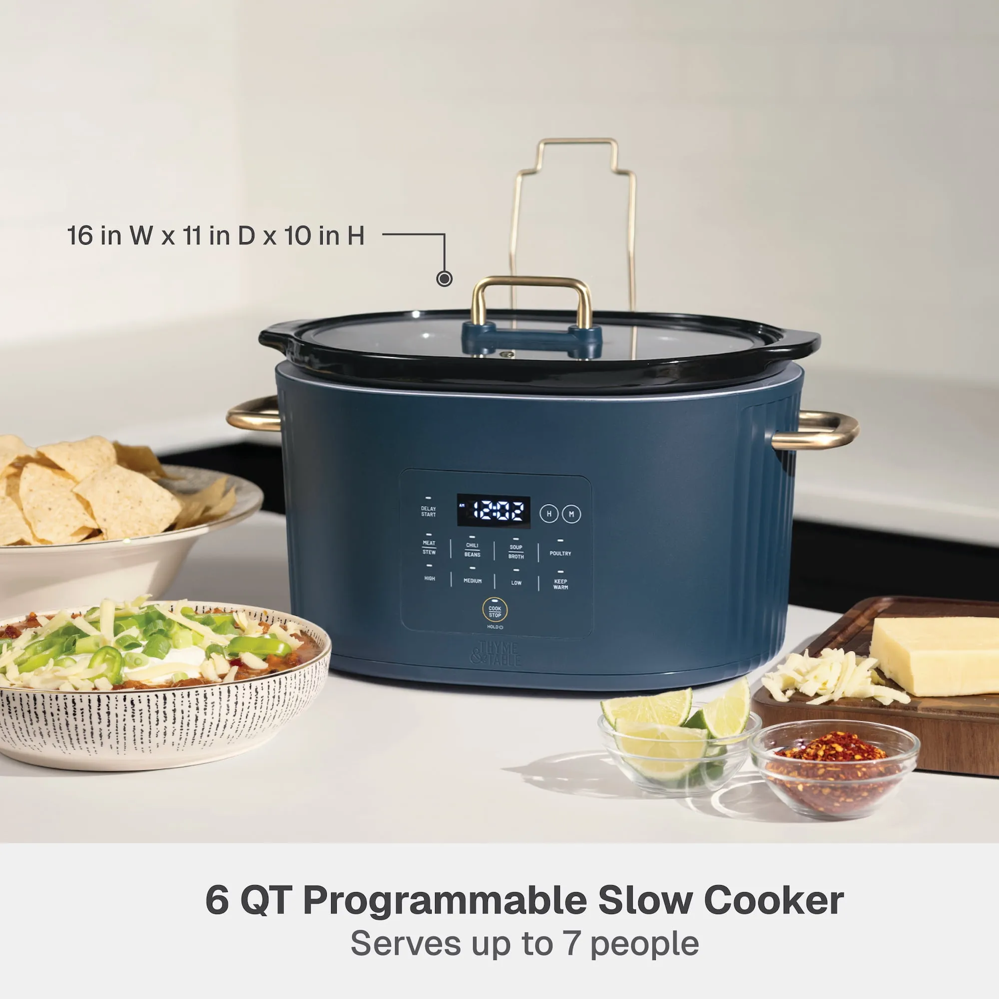 6QT Programmable Slow Cooker - Atlantic Blue - Image 3