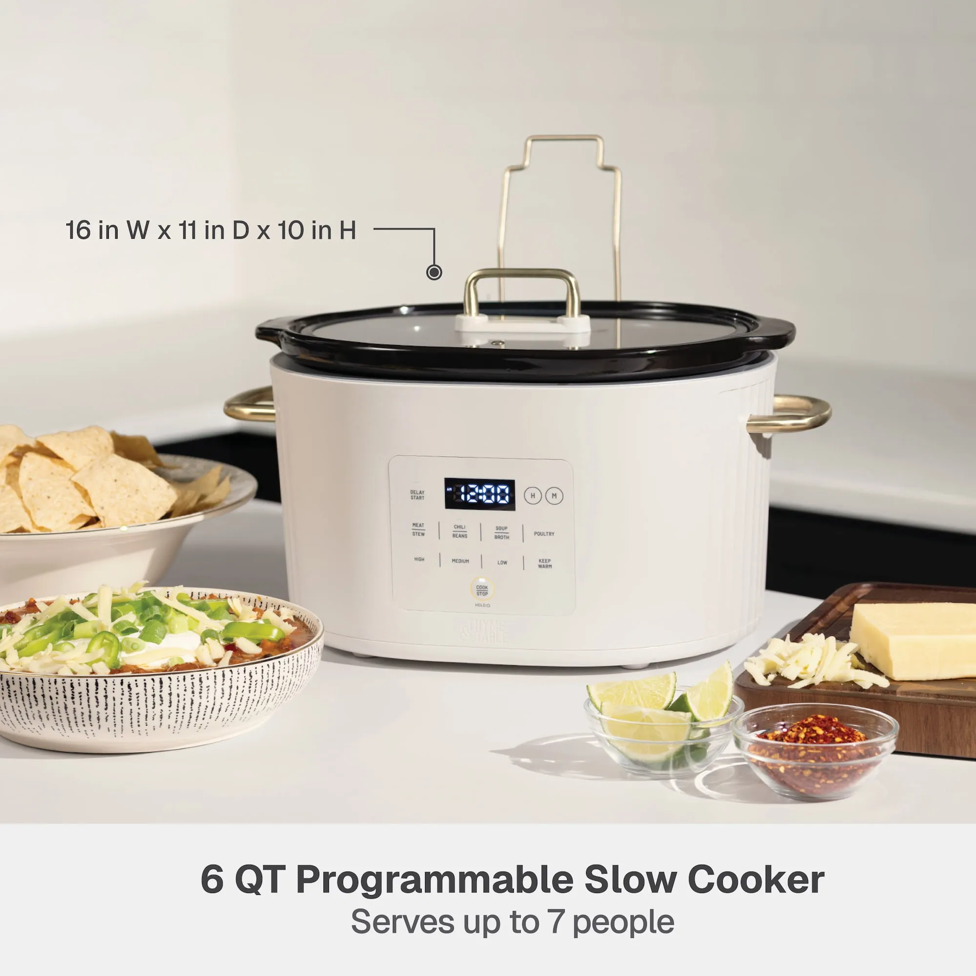 6QT Programmable Slow Cooker - Sand White - Image 2