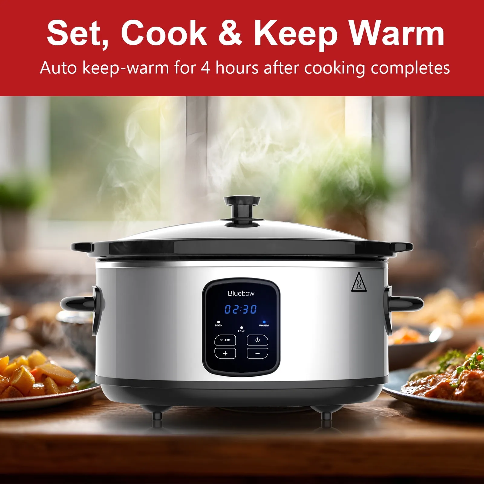 6QT Slow Cooker - Stainless Steel - Image 4