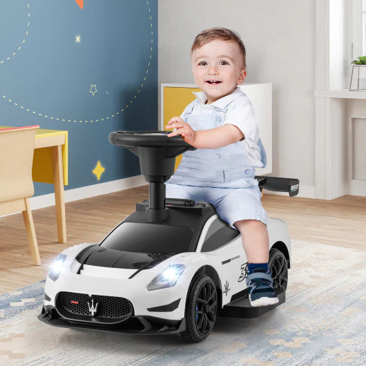 6V Electric Kids Ride on Push Car Maserati Licensed With Foot Pedal and Music-White - Image 2