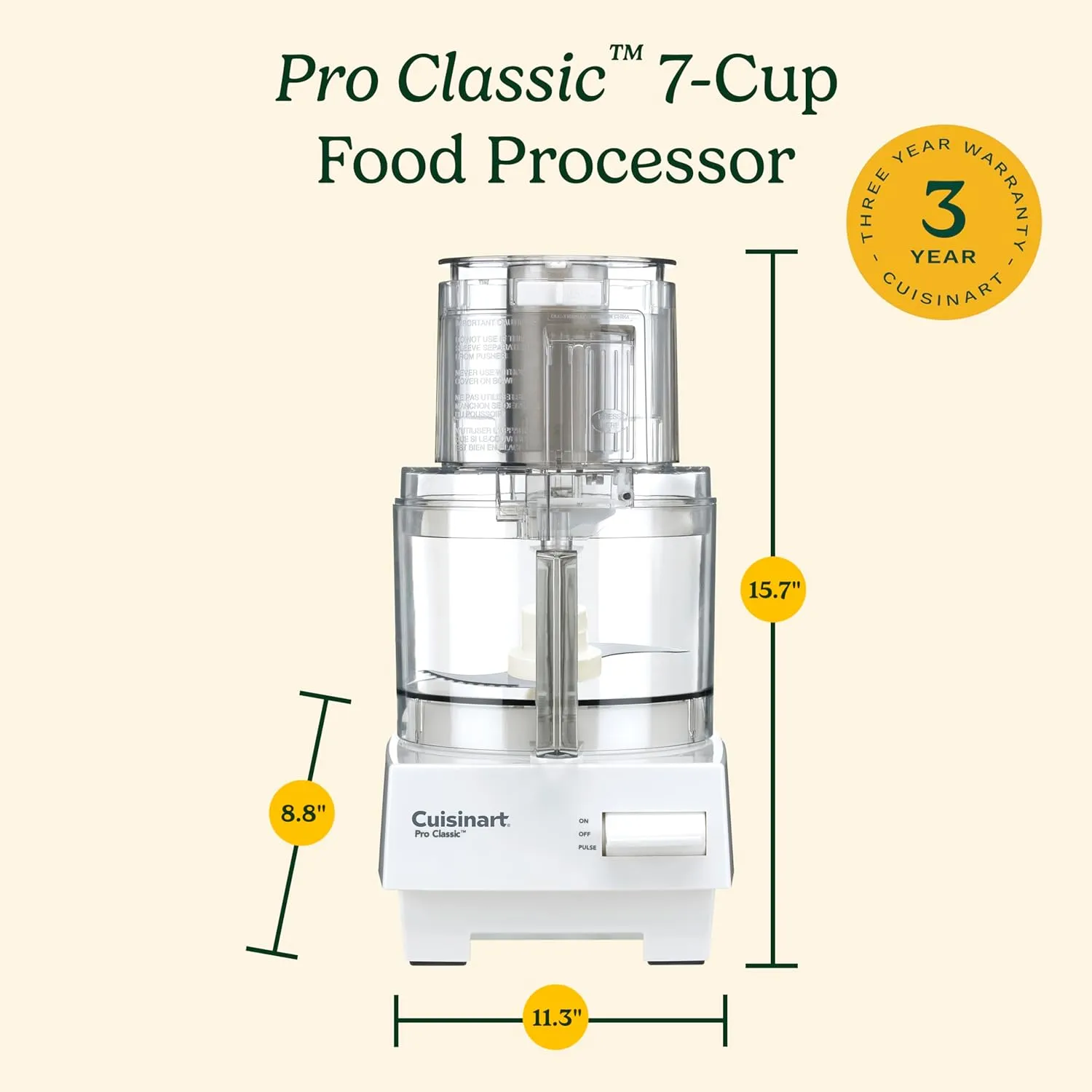 7-Cup Pro Classic Food Processor - White - Image 2