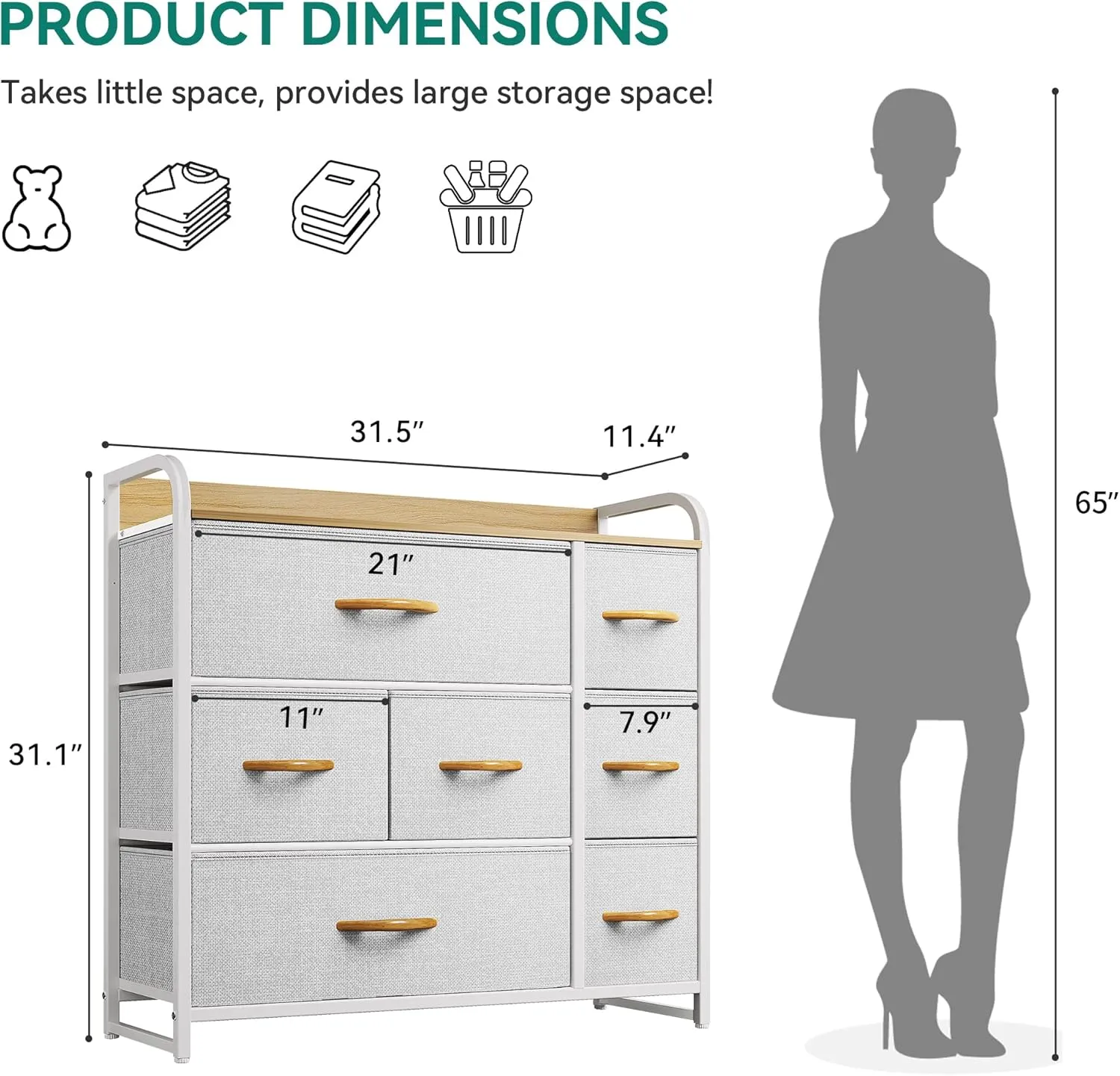 7 Drawer Fabric Dresser - Image 2