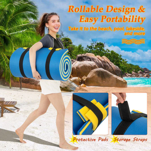 7 Inches X 2 Inches Water Mat With Safety Tether and Pillow Design for Lake and Pool-Blue - Image 6