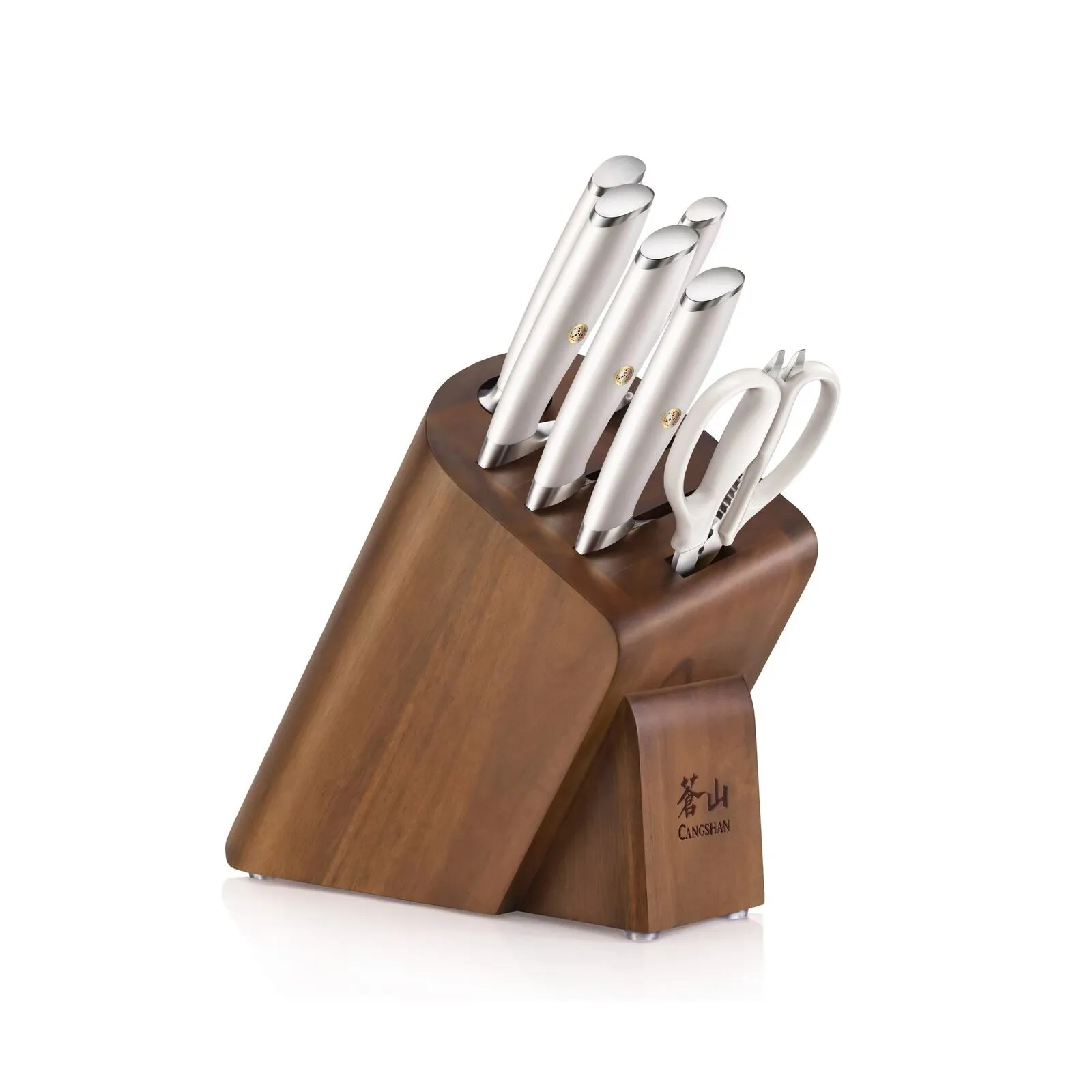 7-Piece Cleaver Knife Block Set - White