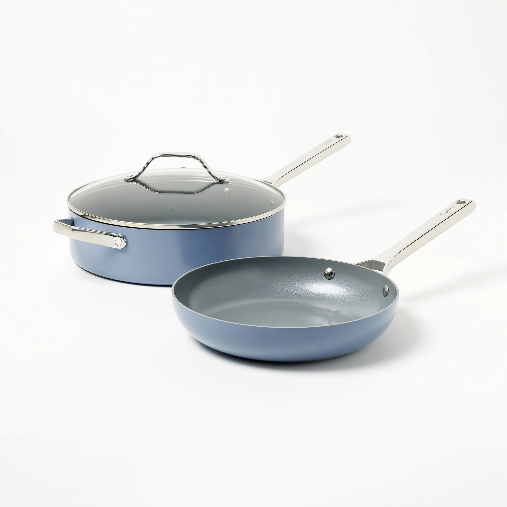 7pc Nonstick Ceramic Coated Aluminum Cookware Set - Blue - Image 3