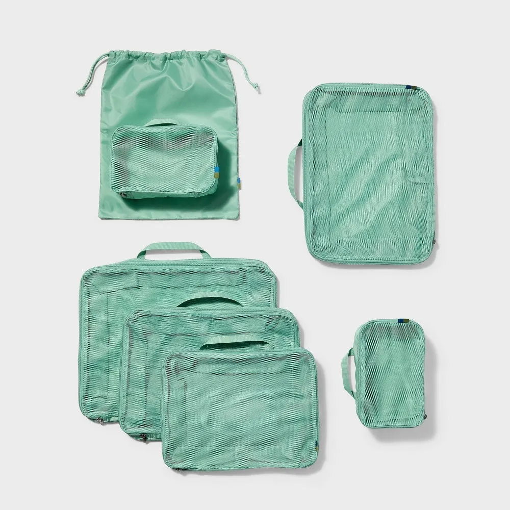7-Piece Packing Cube Set with Compression - Sage Green