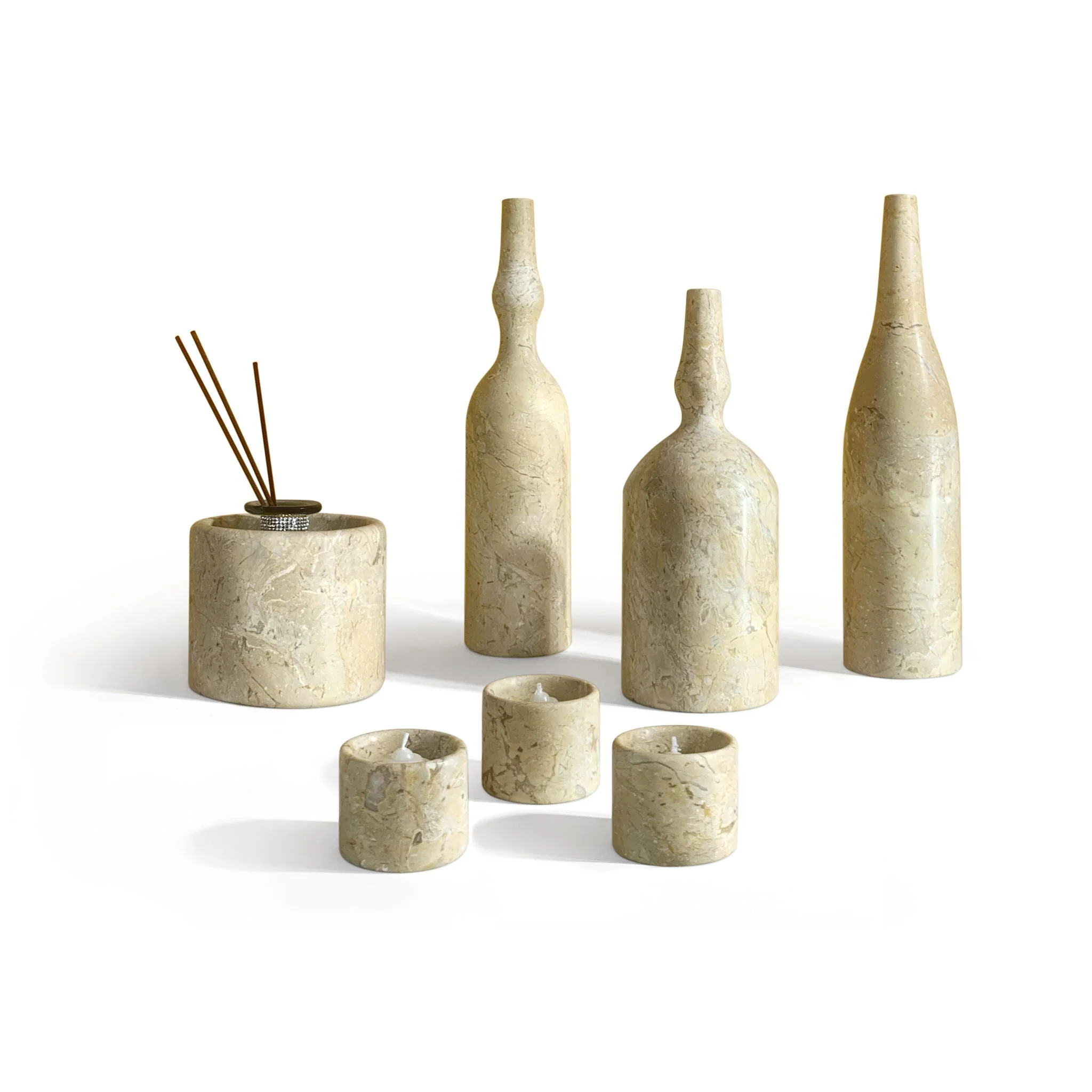 7 Pieces Luxury Natural Marble Living Room Accessories Set - Image 2