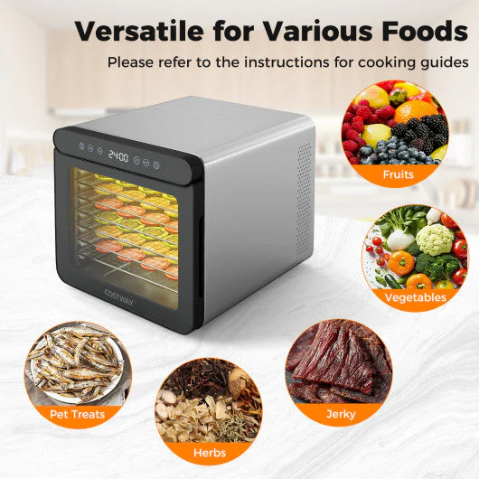 7 Stainless Steel Trays Dryer With 1-24H Timer and 30-75¡æ Temperature-Silver - Image 8