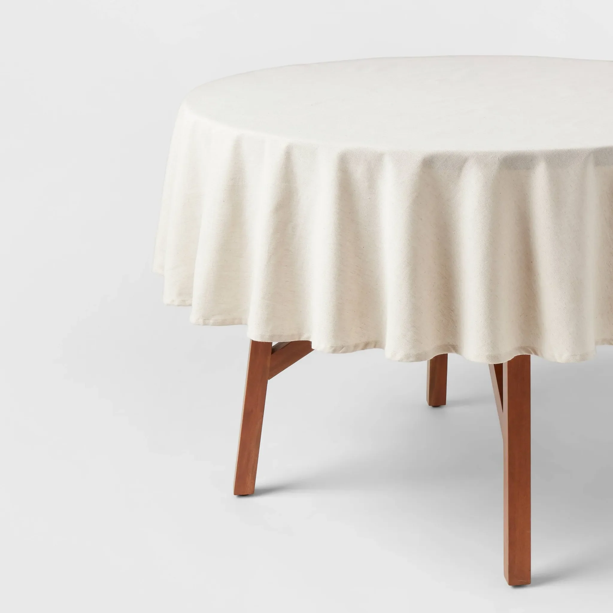 70" Cotton and Linen Blend Round Tablecloth