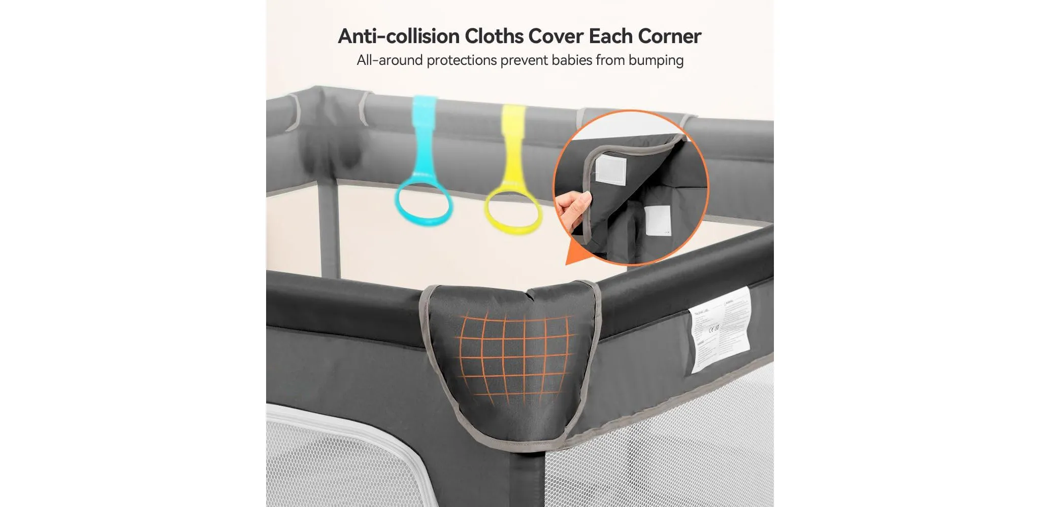 74"x50" 4-Panel Baby Playpen Spacious & Secure Portable Playard - Dark Gray - Image 5