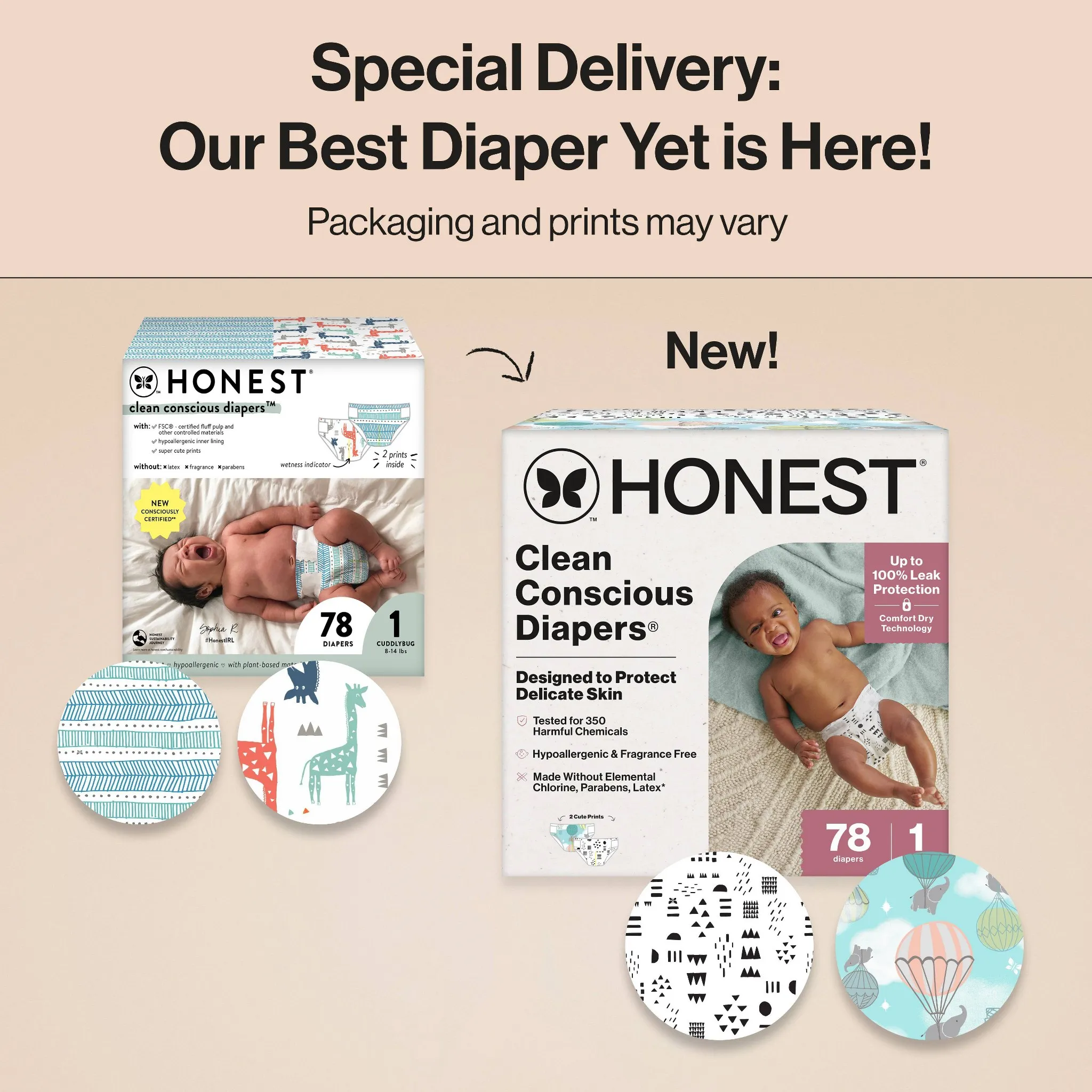 78ct Clean Conscious Disposable Diapers Size 1 - Above It All + Pattern Play - Image 4