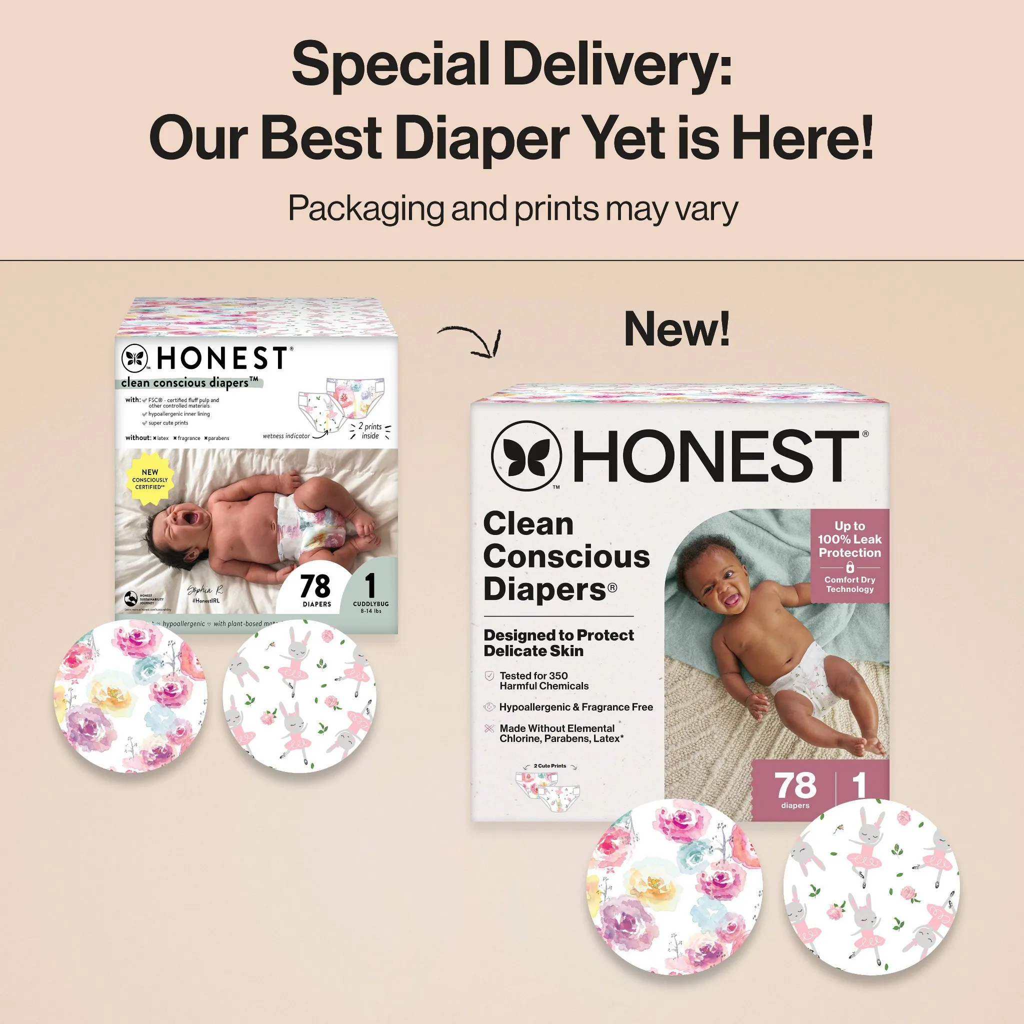 78ct Clean Conscious Disposable Diapers - Size 1 - Image 2
