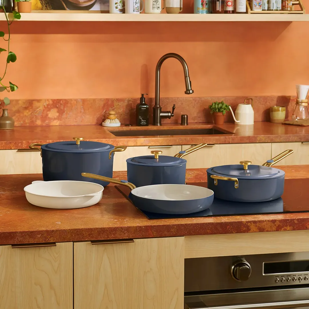 8-Piece Ceramic Cookware Set in Blue - Image 5