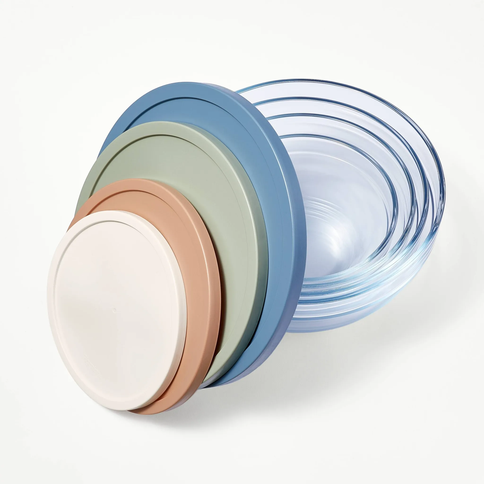 8-Piece Glass Mixing Bowls Set with Lids - Clear - Image 3