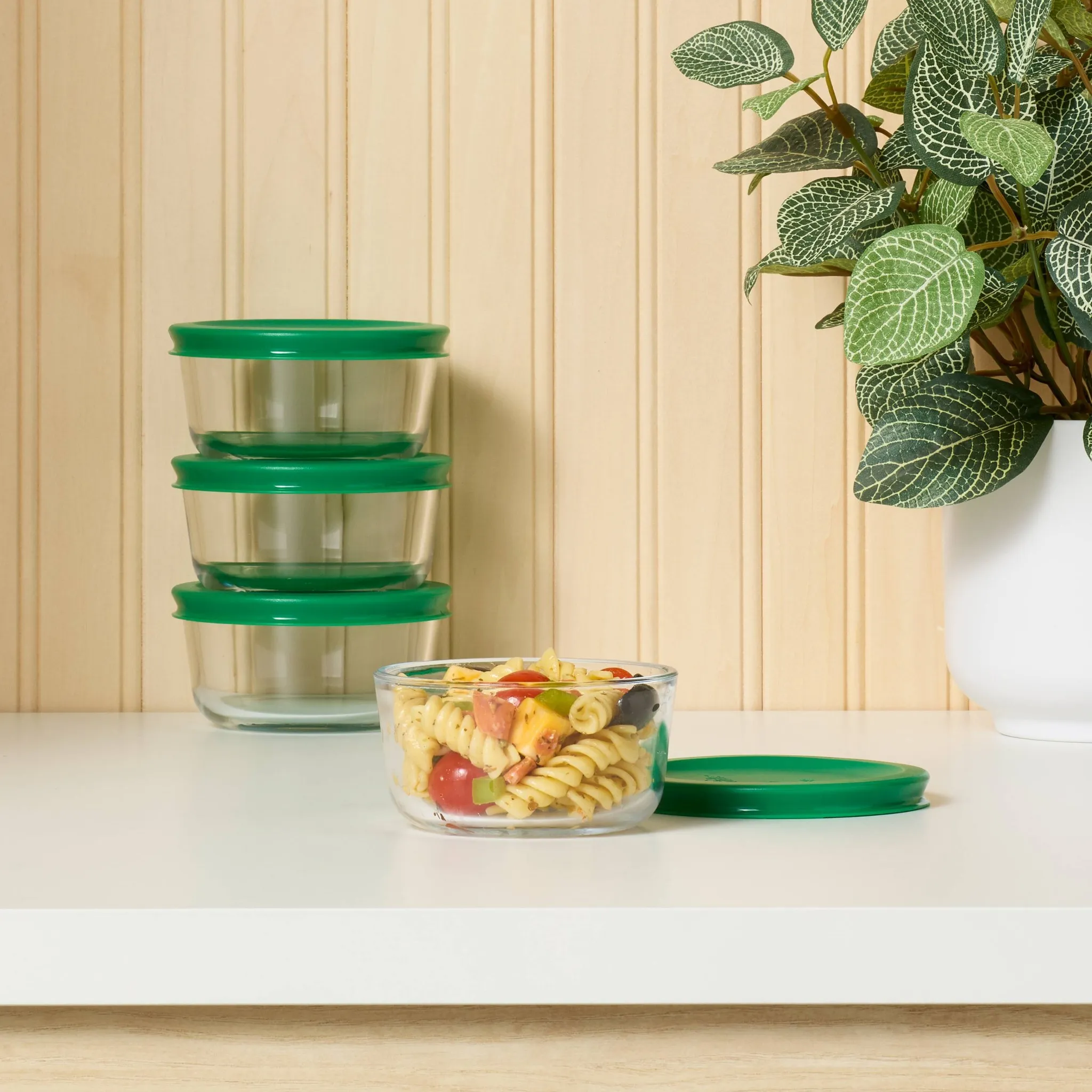 8-Piece Round Glass Food Storage Container Set - Green - Image 2