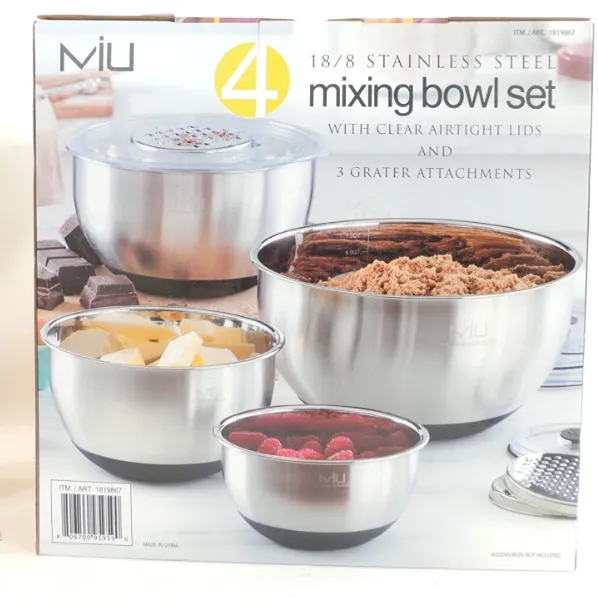 8 Piece Stainless Steel Mixing Bowls Set with Graters & Lids