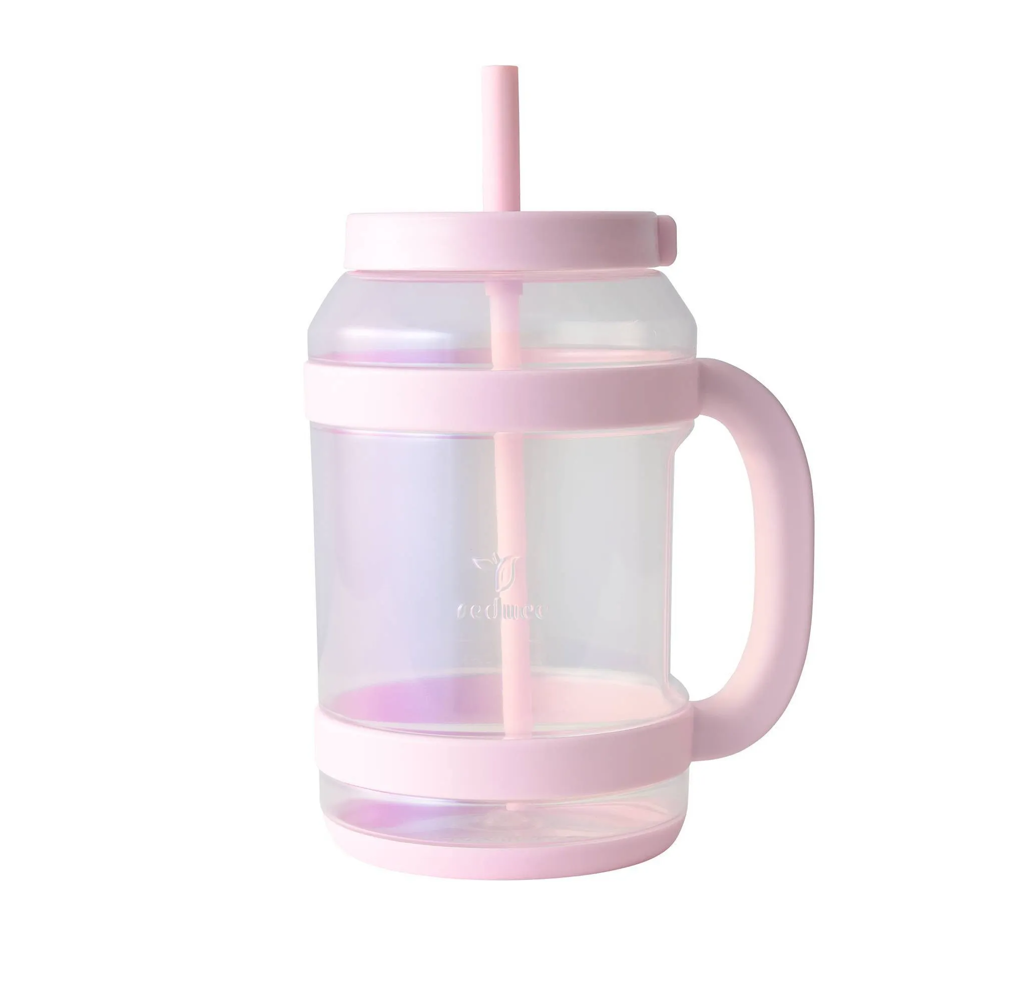 80oz Tritan Waterday Mug Light Pink: Iridescent Tumbler with Straw & Twist-Off Lid, Dishwasher-Safe