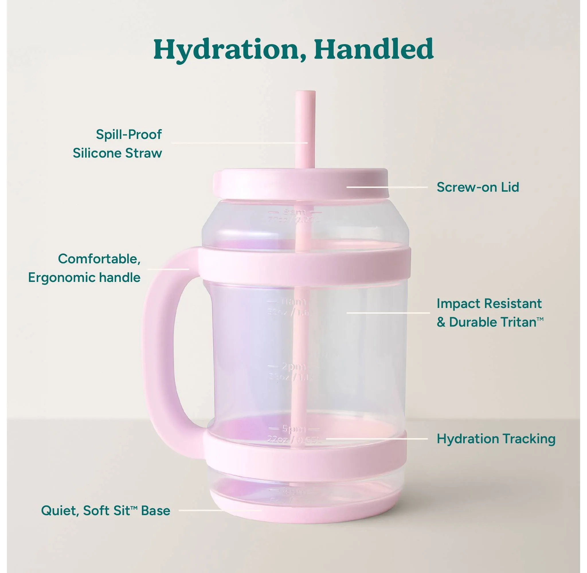 80oz Tritan Waterday Mug Light Pink: Iridescent Tumbler with Straw & Twist-Off Lid, Dishwasher-Safe - Image 4