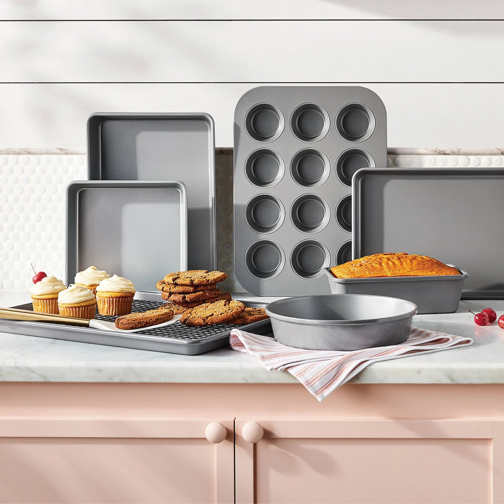 8pc Nonstick Bakeware Set- Gray