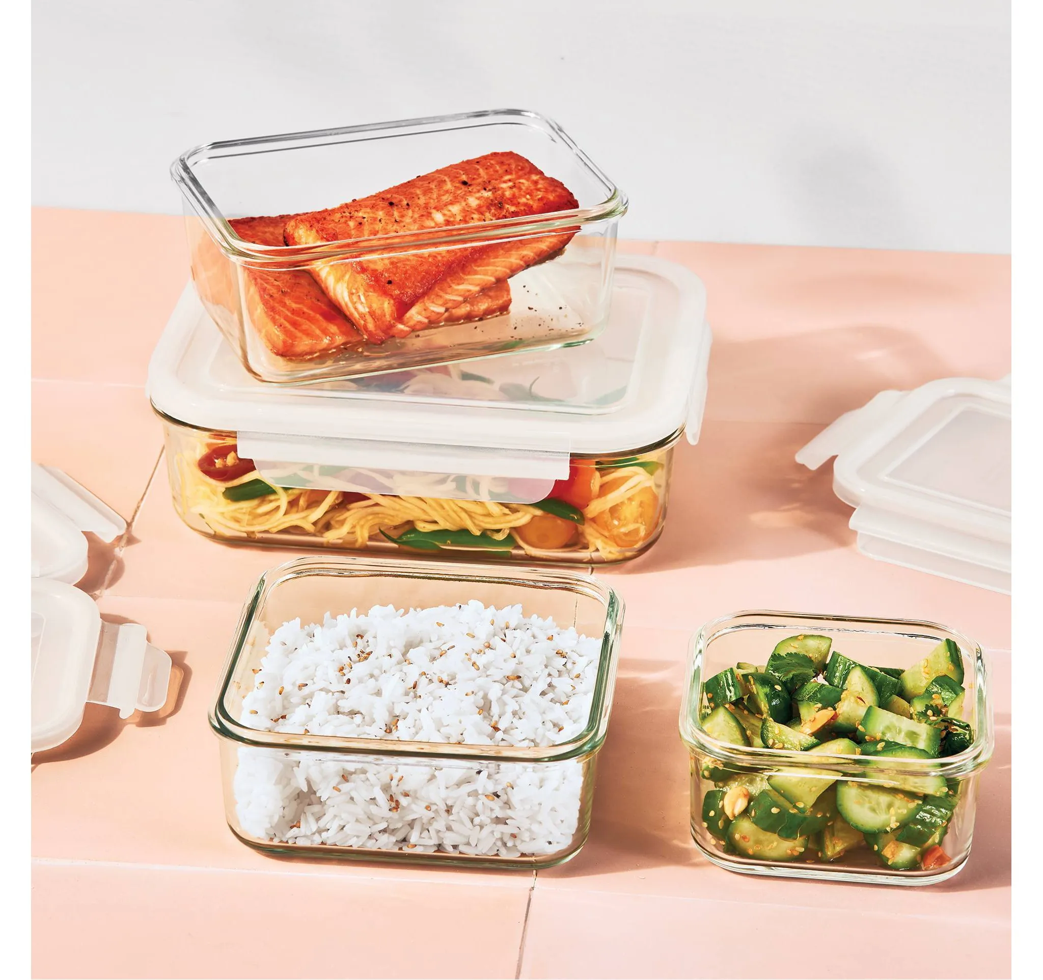 8pc (Set of 4) Glass Food Storage Container Set Clear - Image 2