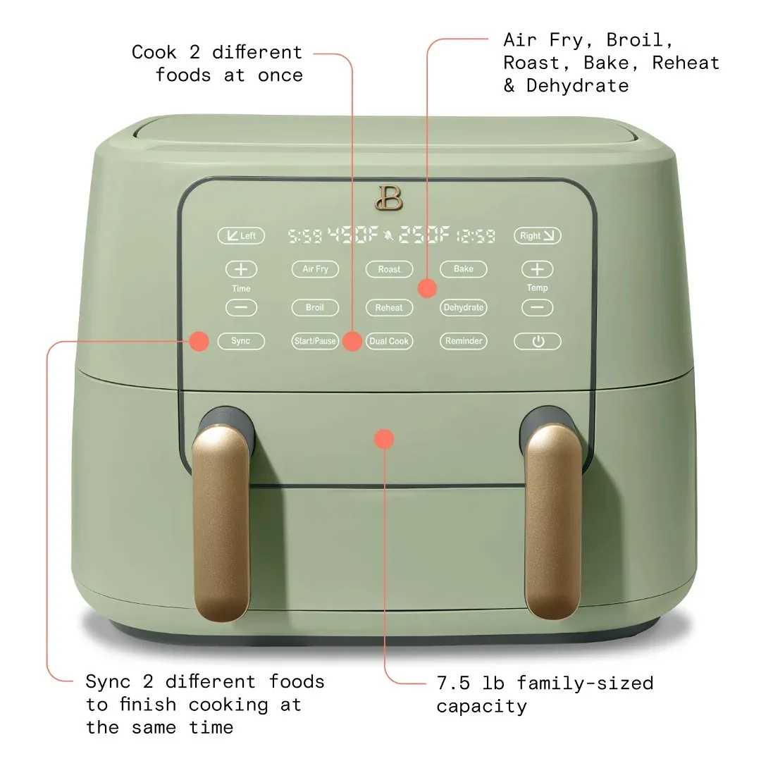 9 QT TriZone Air Fryer - Sage Green - Image 3