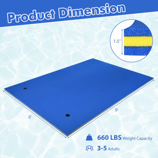 9' X 6' 3 Layer Floating Water Pad Foam Mat -Blue - Image 3