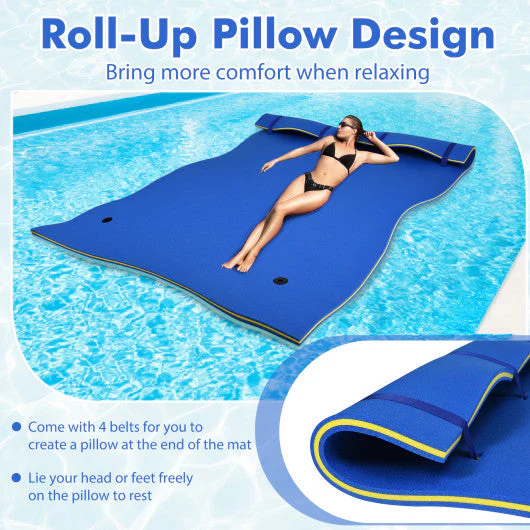 9' X 6' 3 Layer Floating Water Pad Foam Mat -Blue - Image 5