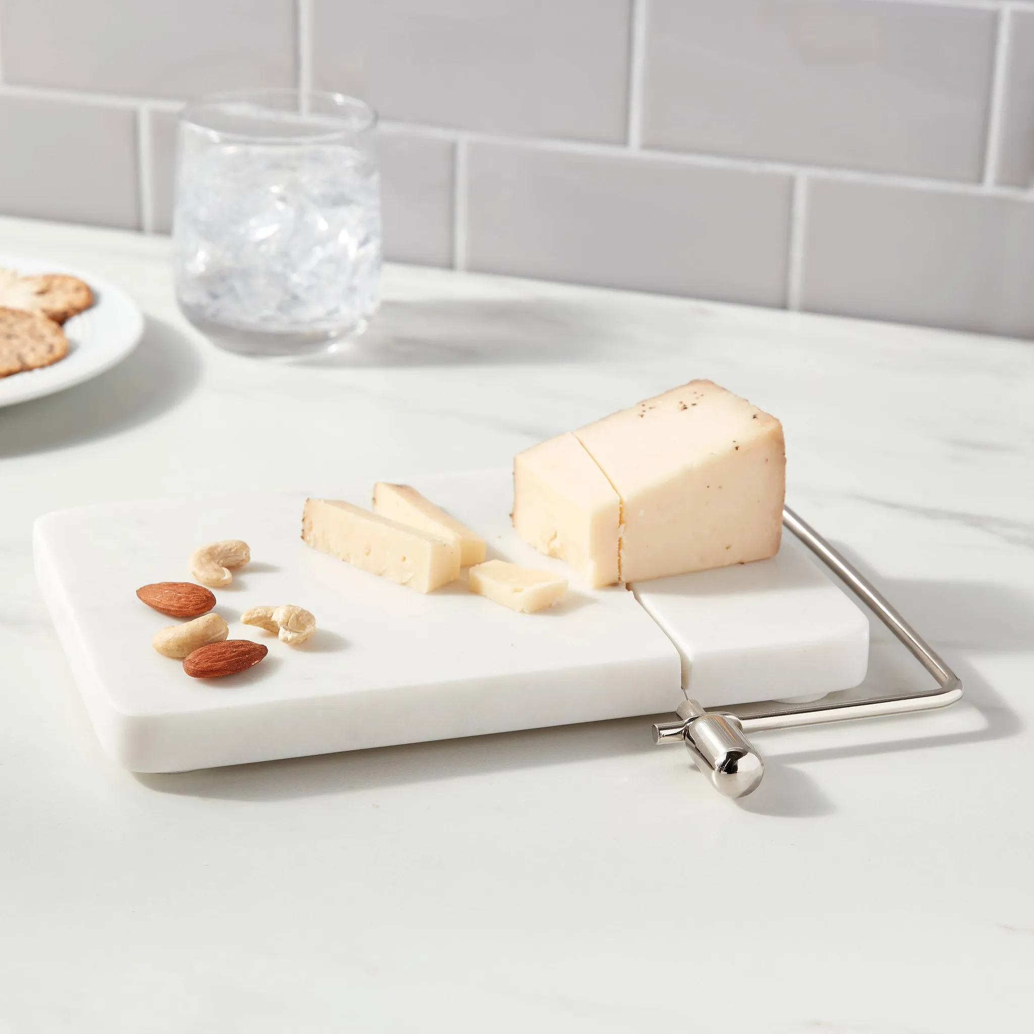9" x 6" Marble Cheese Slicer Cutting Board White - Threshold™ - Image 2