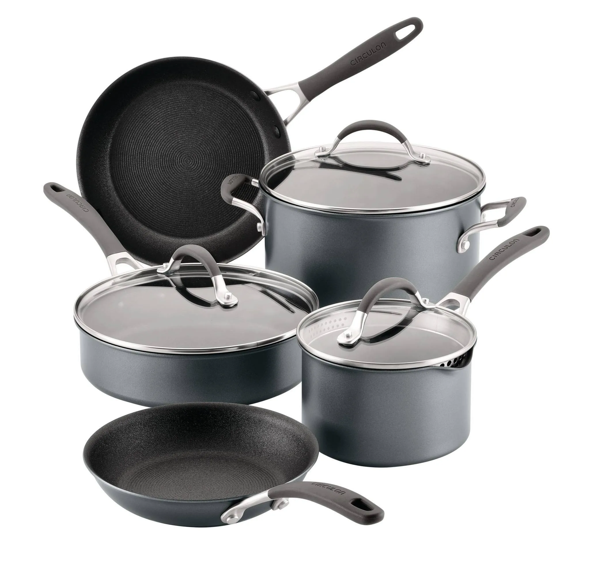 A1 Series with ScratchDefense Technology 8pc Nonstick Induction Cookware Pots and Pans Set - Graphite
