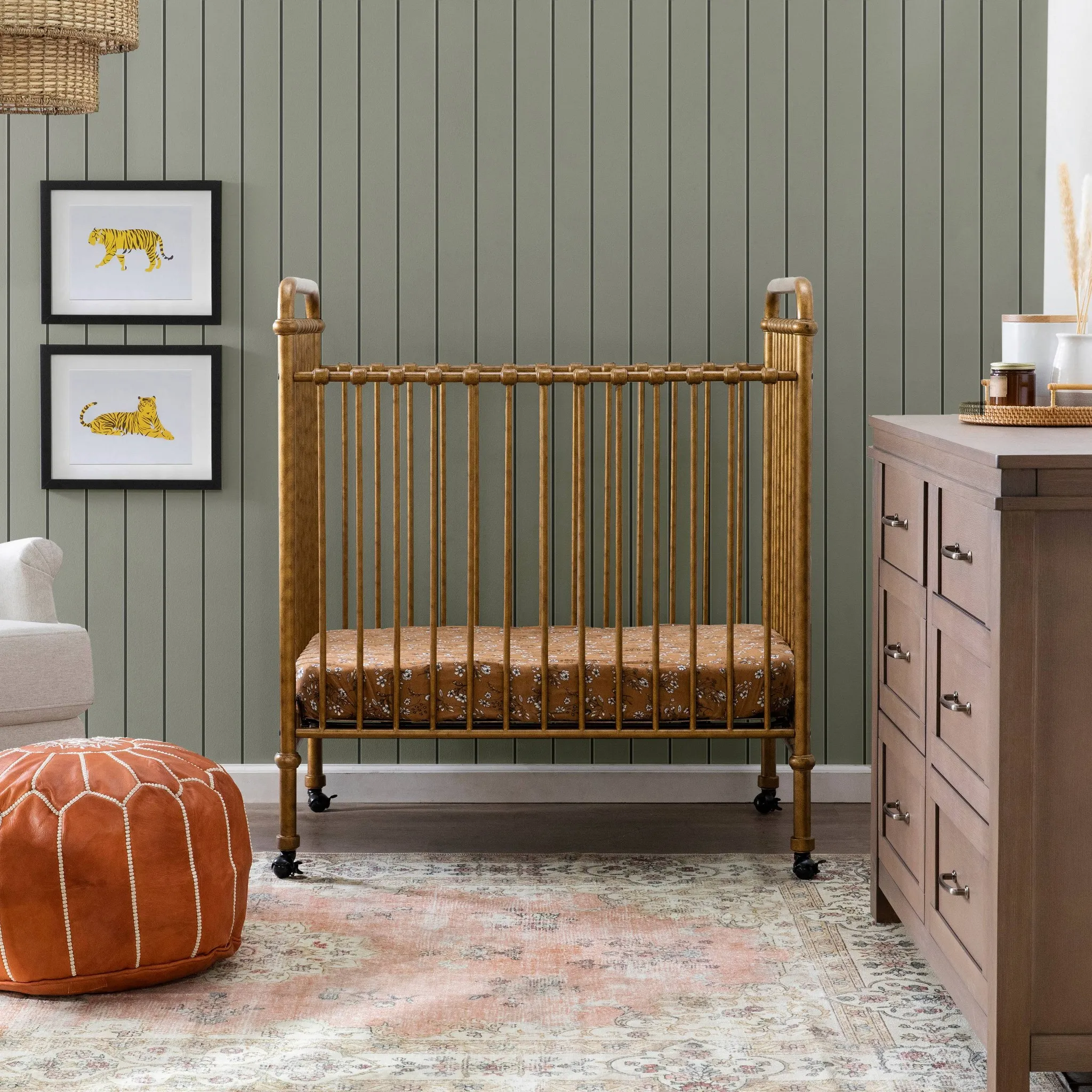 Abigail 3-in-1 Convertible Mini Crib - Vintage Gold - Image 5