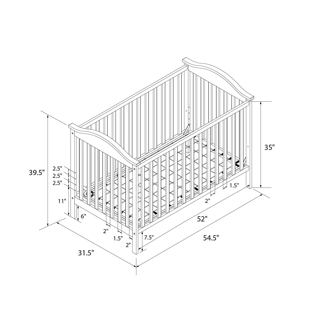 Adele 3-in-1 Convertible Crib - Espresso - Image 3