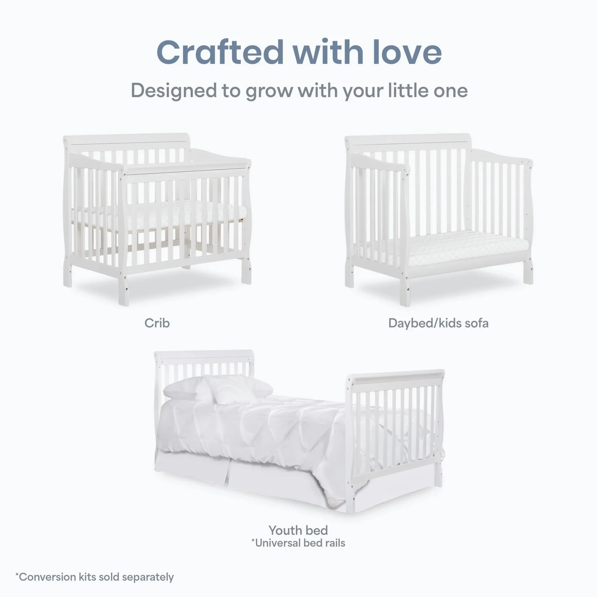 Aden 4-in-1 Convertible Mini Crib - White - Image 2