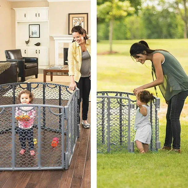 Adjustable 6-Panel Play Area - Cool Gray - Image 2