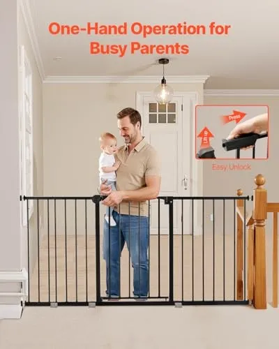 Adjustable Baby Gate Dog Gate - 60.6-63.3 Inches Wide, 30 Inches High, Black - Image 3