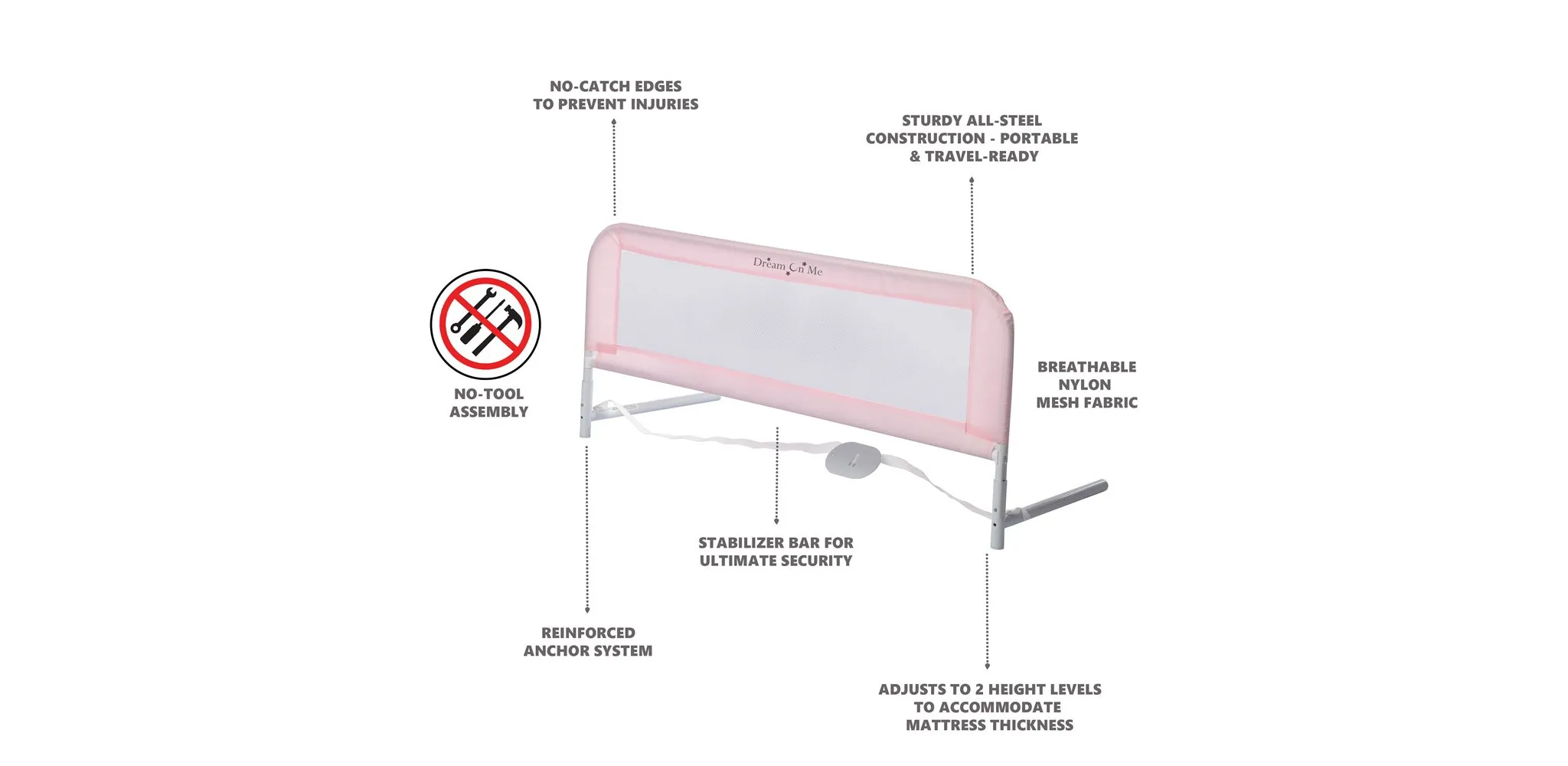 Adjustable Mesh Bedrail Double Pack - Pink - Image 3