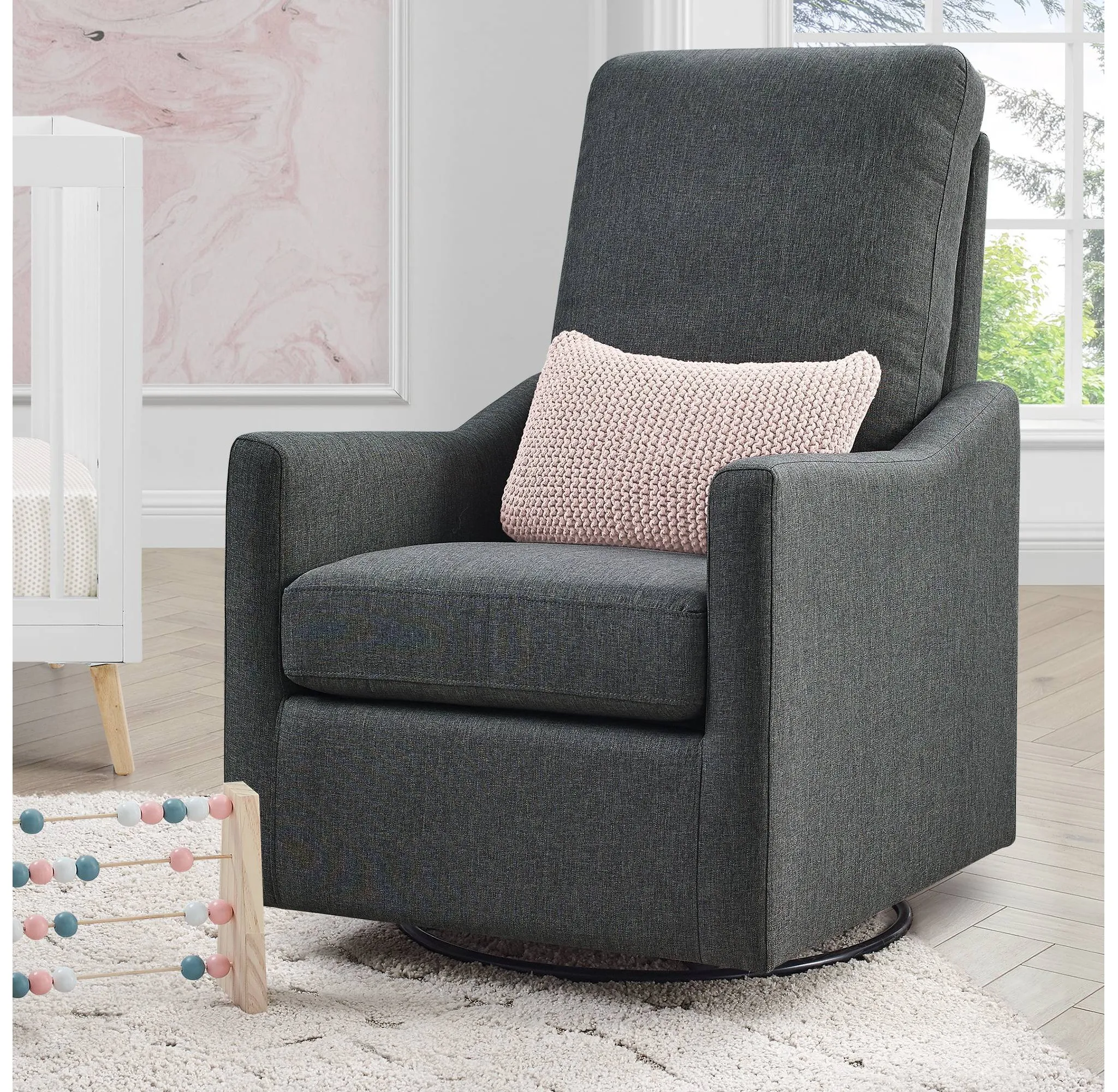 Adley Nursery Glider Swivel Chair - Charcoal - Image 2
