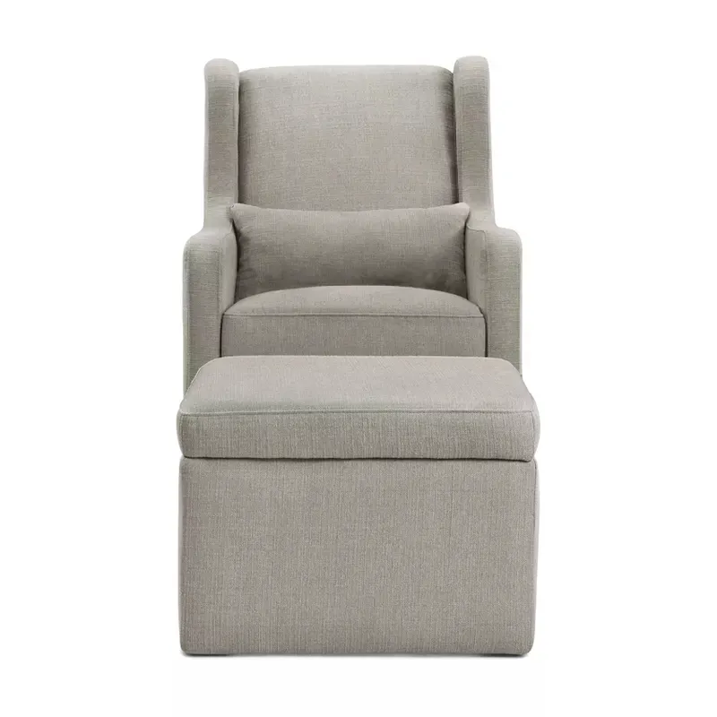 Adrian Swivel Glider With Storage Ottoman - Grey Linen - Image 4