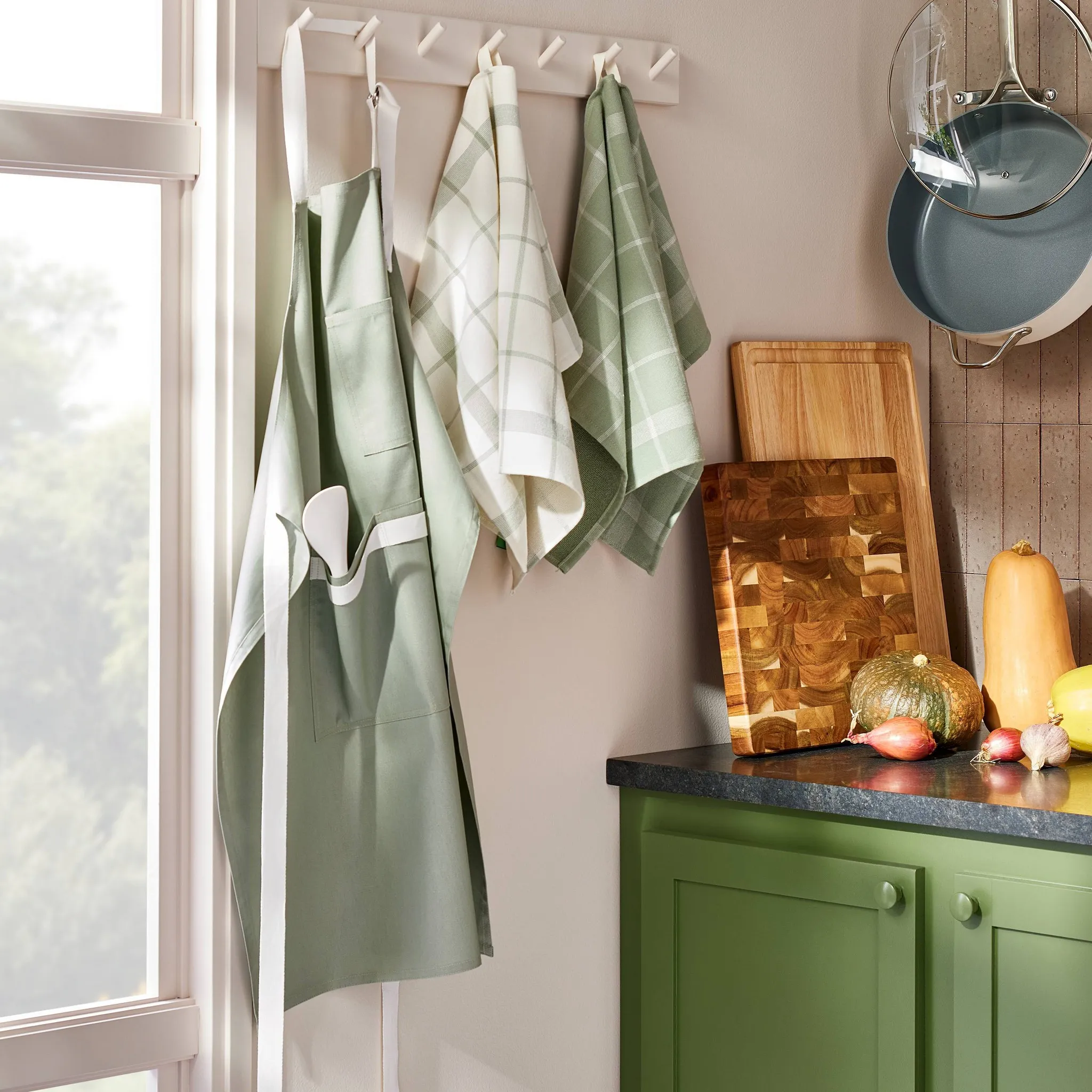 Adult Cooking Apron Sage Green - ™: Modern Kitchen Textile, Cotton, Pockets, OEKO-TEX Certified - Image 2