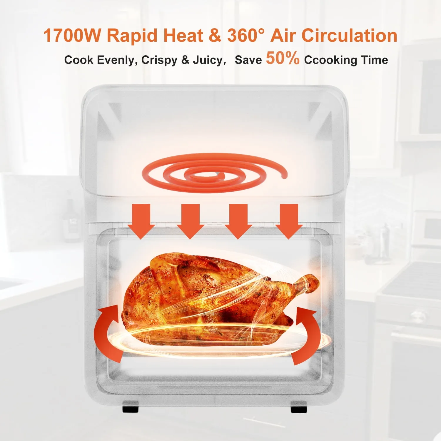Air Fryer 12QT Convection Oven with 10-in-1 Multi Function - White - Image 3