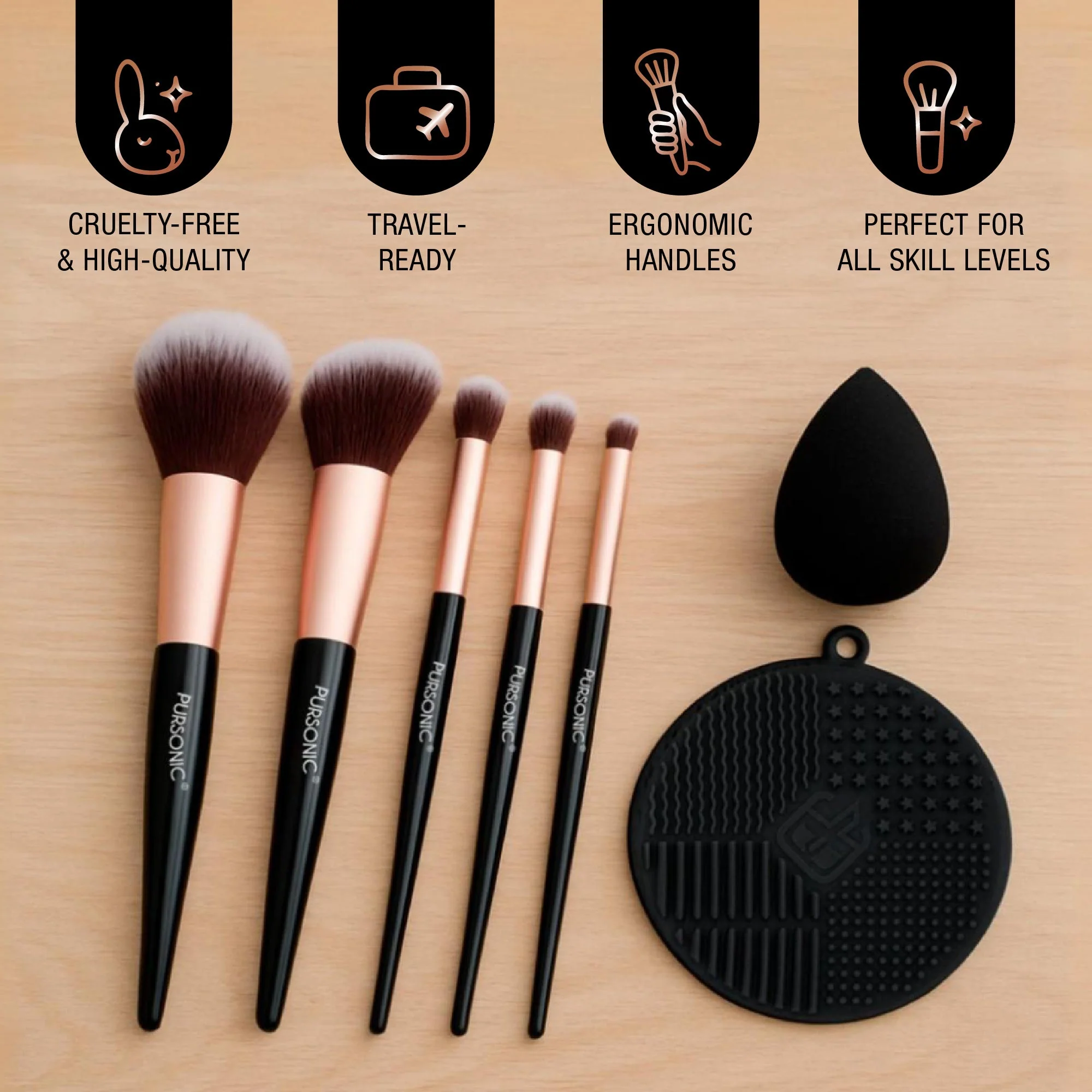 All-in-One Beauty & Wellness Travel Bundle – Pursonic Sonic Toothbrush, Painless Shaver & Glam Brush Set - Image 3