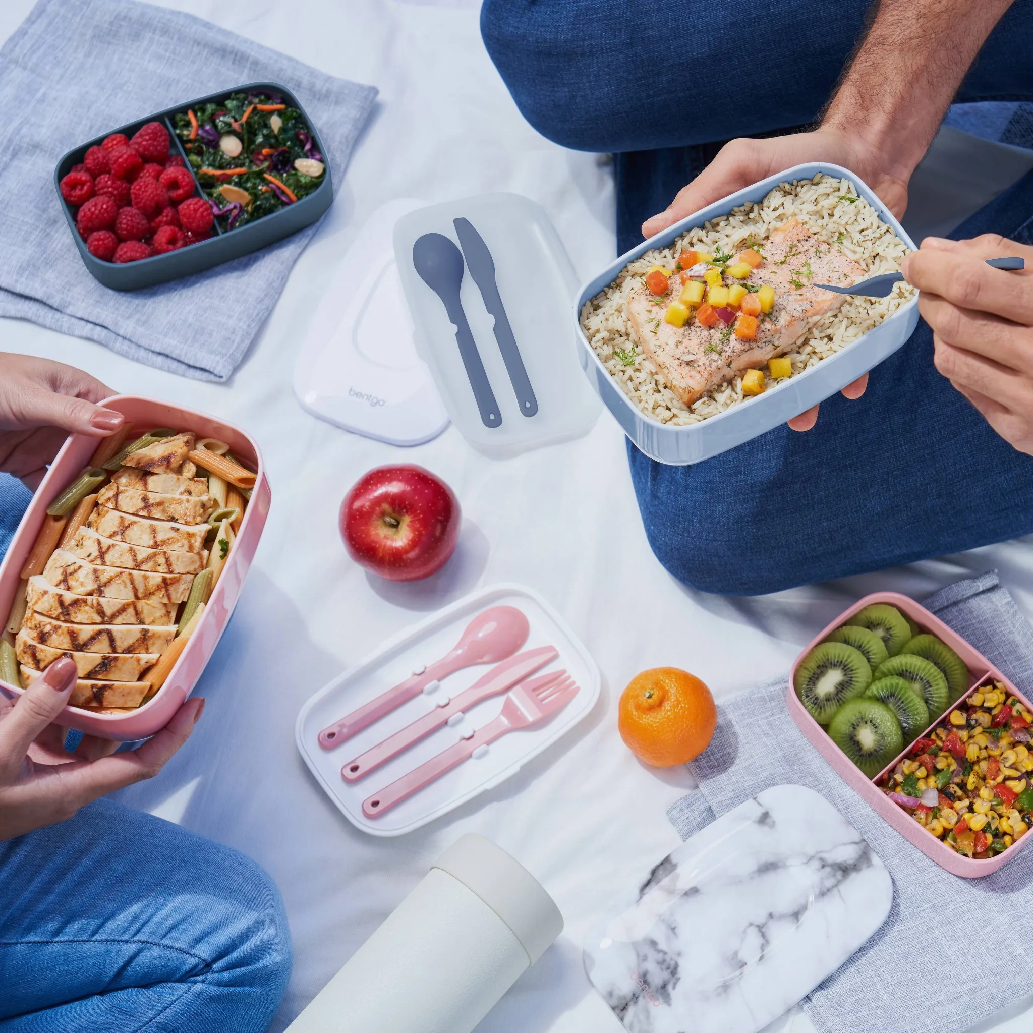 All-in-One Stackable Lunch Box Container - Blush Marble - Image 3