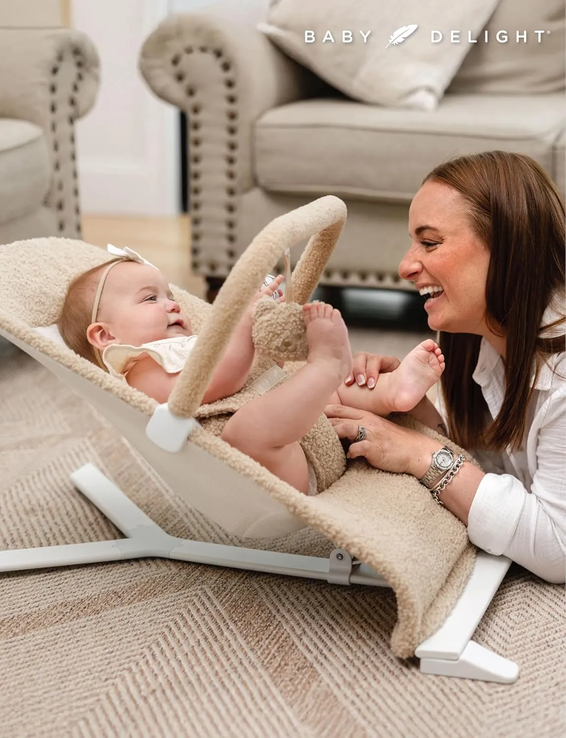Alpine Deluxe Portable Bouncer - Tan Sherpa - Image 2