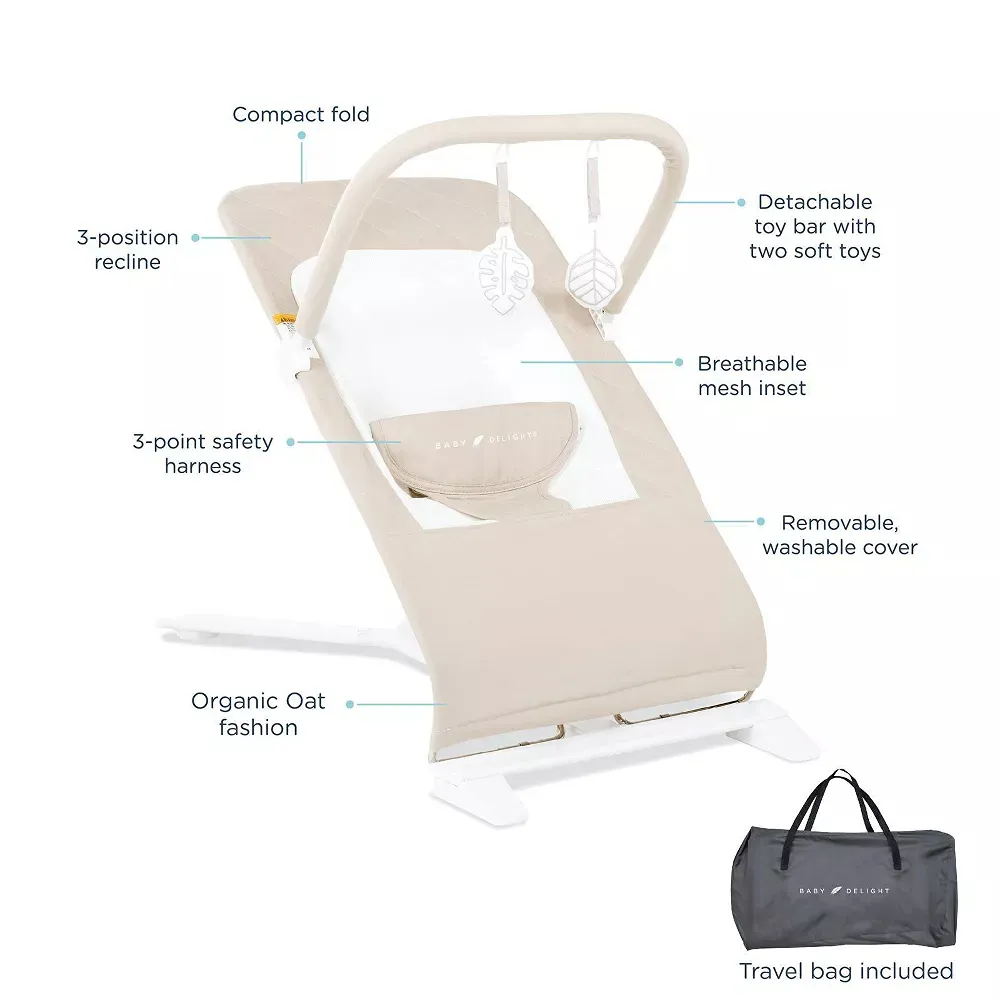 Alpine Organic Deluxe Portable Bouncer - Oat - Image 5